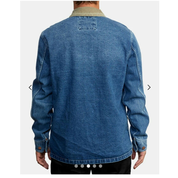 RVCA Chainmail Denim Jacket in Broken In Blue Wash, sz Medium - Picture 6 of 16